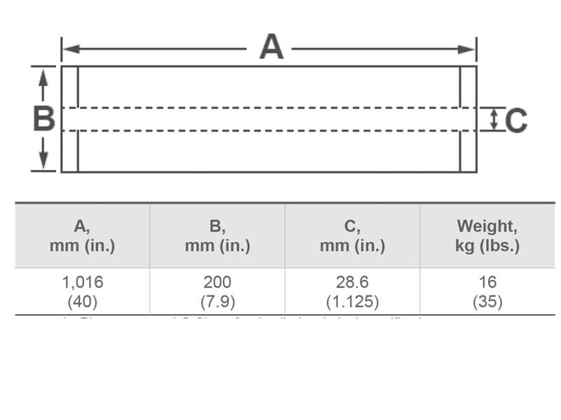 Dimension of LG BW-400-R-Dura RO Membrane Element