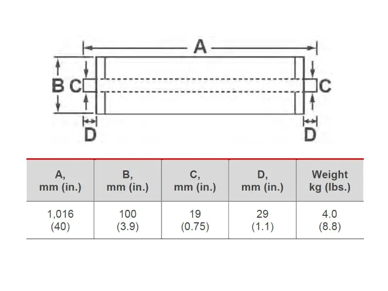 Dimension of LG SW-4040-R RO Membrane Element
