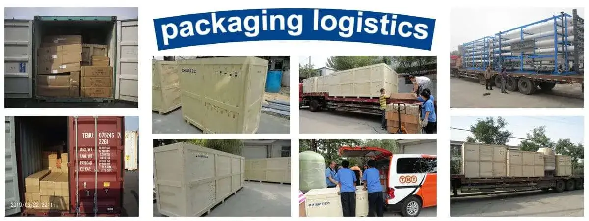 embalagem e transporte de plantas de filtragem de água